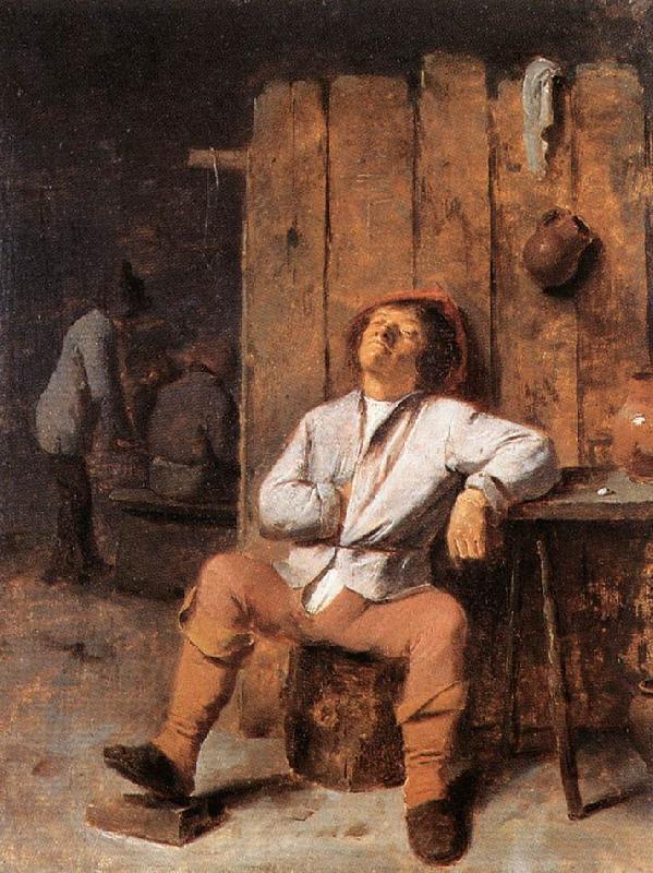 BROUWER, Adriaen A Boor Asleep oil painting picture